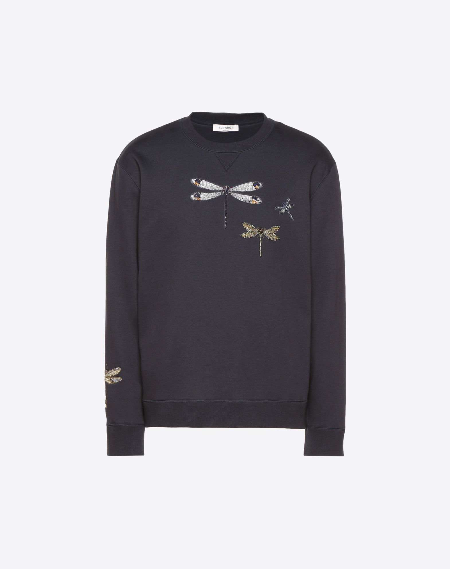 valentino uomo dragonfly crew-neck embroidered sweatshirt t