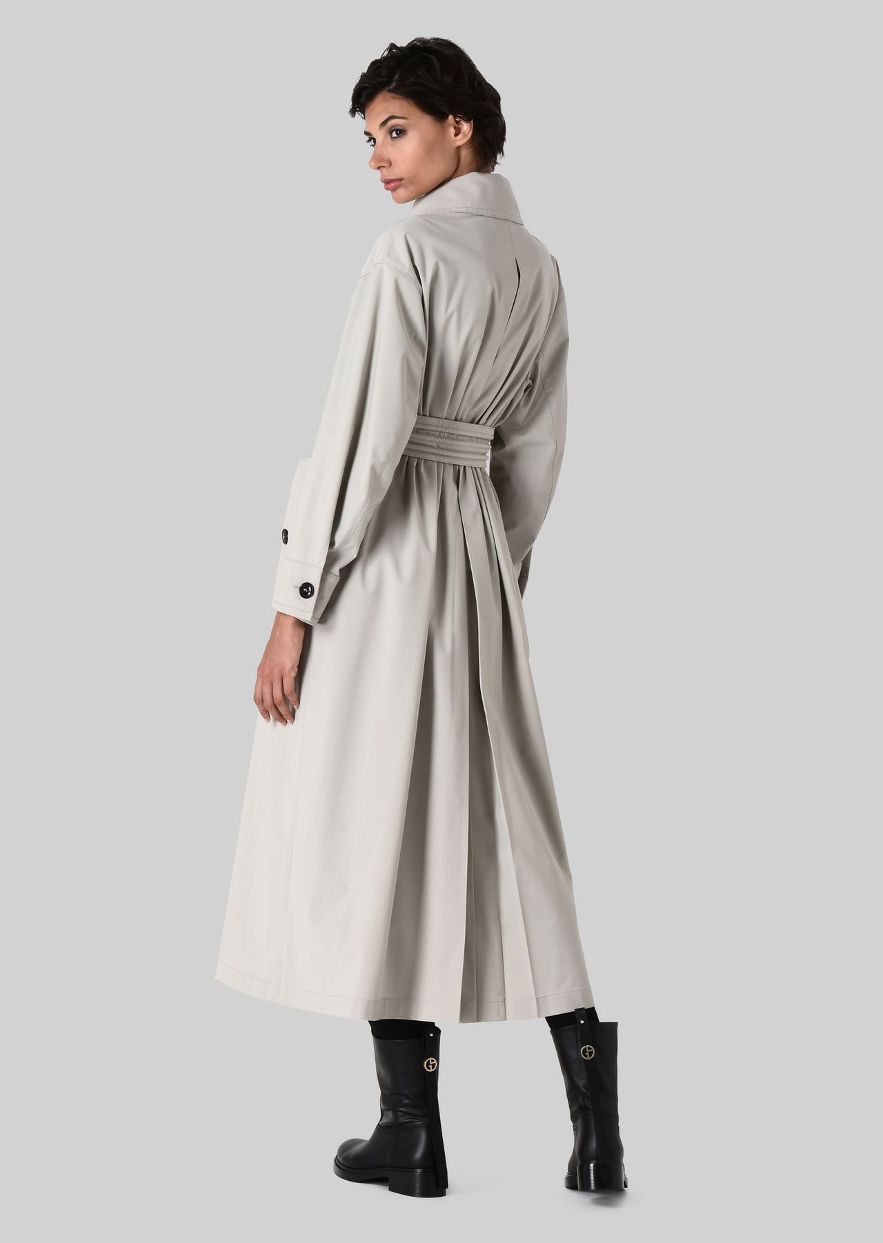 DOUBLE BREASTED TRENCH COAT IN WOOL CLOTH Woman Giorgio Armani