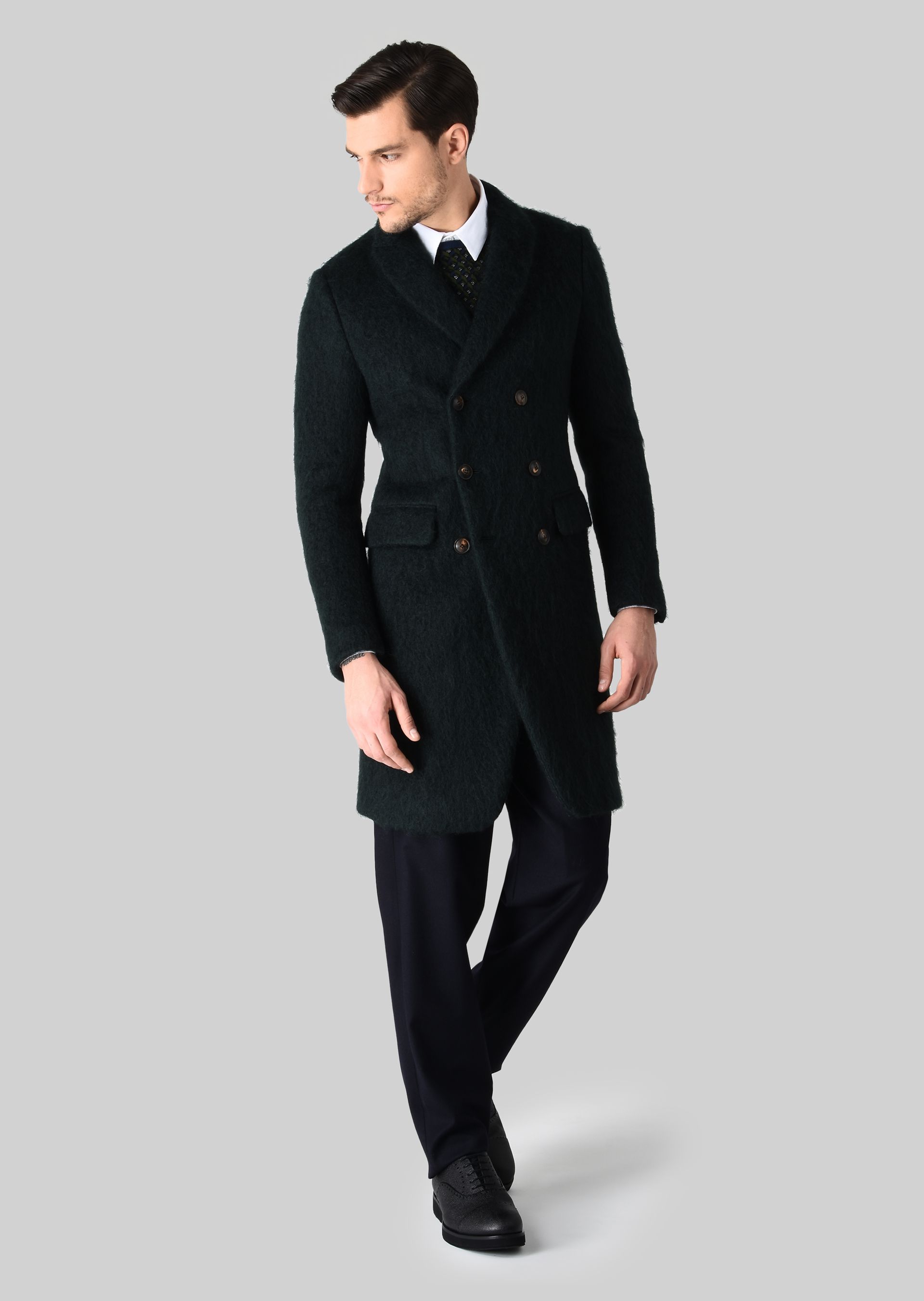 Double Breasted Coat In Wool And Mohair For Men Giorgio Armani