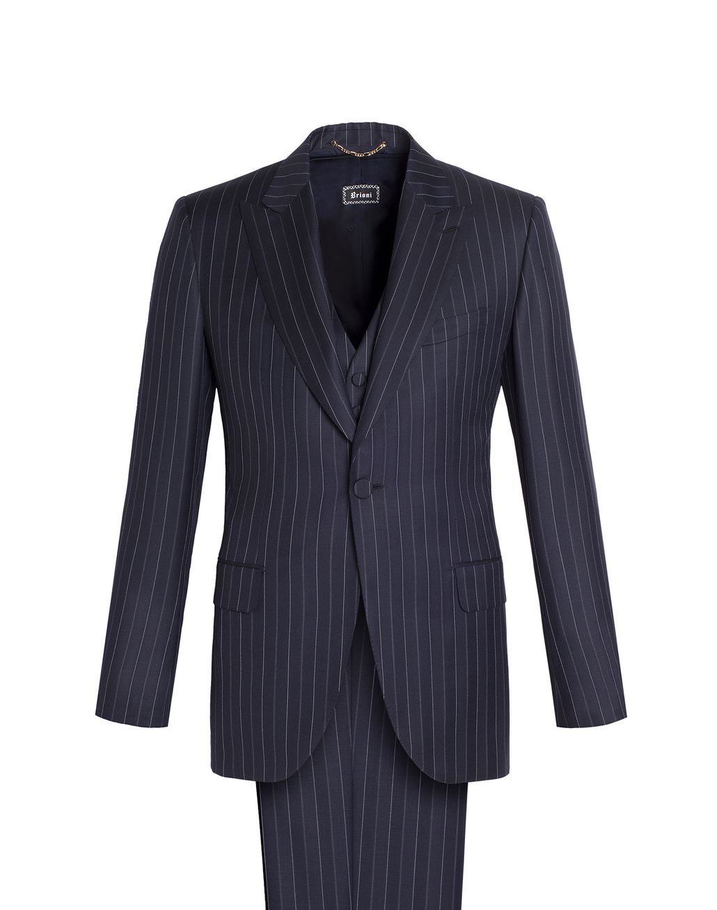 brioni pinstriped three-piece continental suit suits & jackets