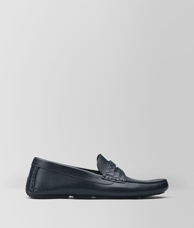 BOTTEGA VENETA WAVE DRIVER IN DARK NAVY CALF INTRECCIATO Slippers and Loafers Man fp