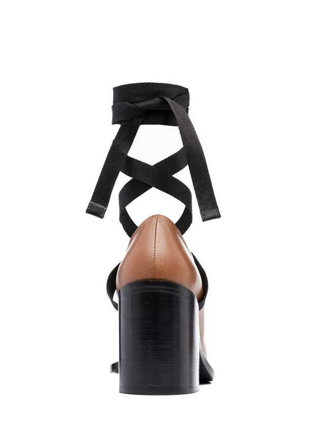Pumps Marni Court shoe in lambskin with black laces Woman