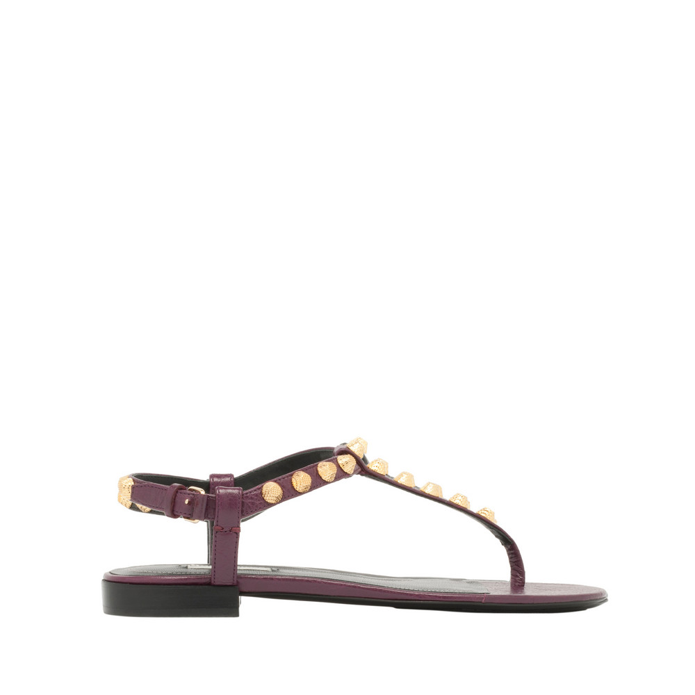 Balenciaga Giant Gold T Strap Sandals | Prune | Women's Arena Shoes