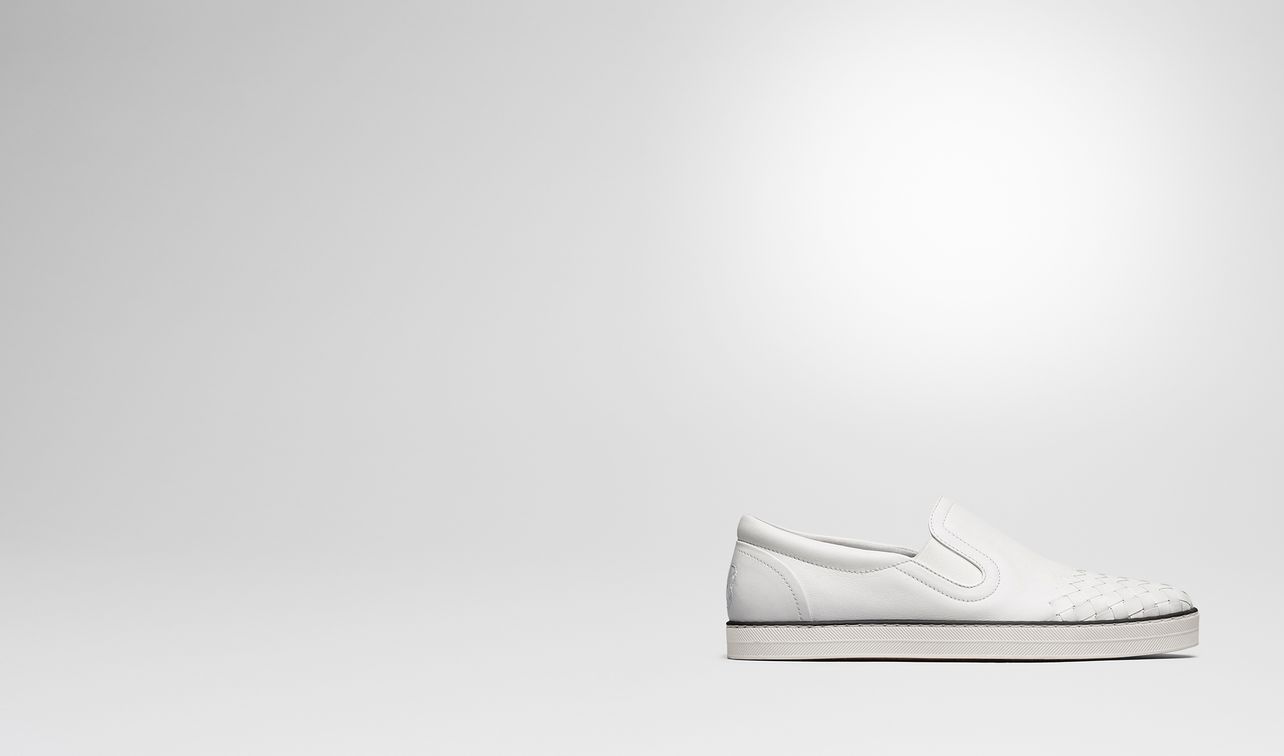 sail sneaker in bianco calf, intrecciato details landing