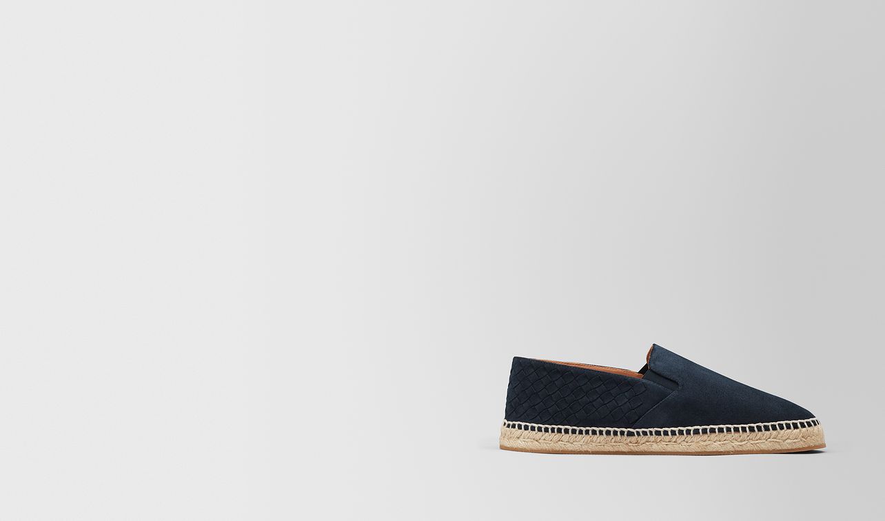 dark navy intrecciato suede gala espadrille landing