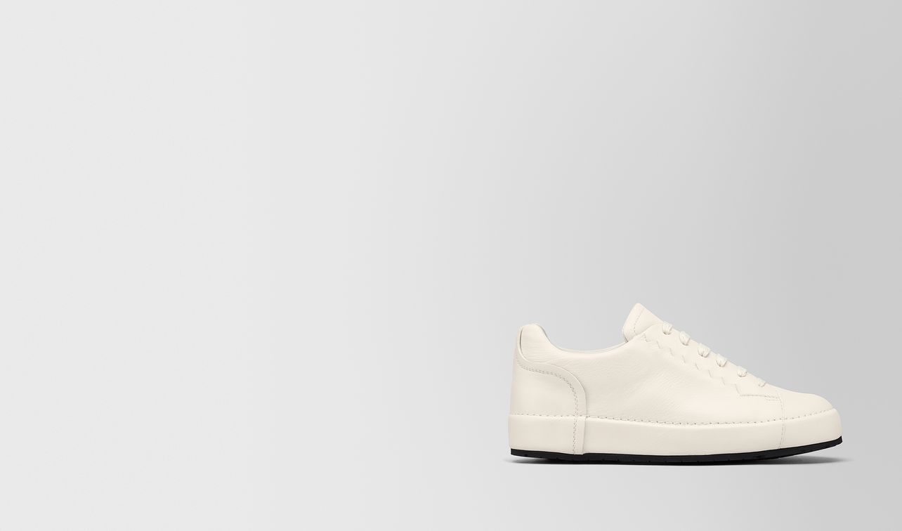 thibo' lace up sneaker in mist calf, intrecciato details landing