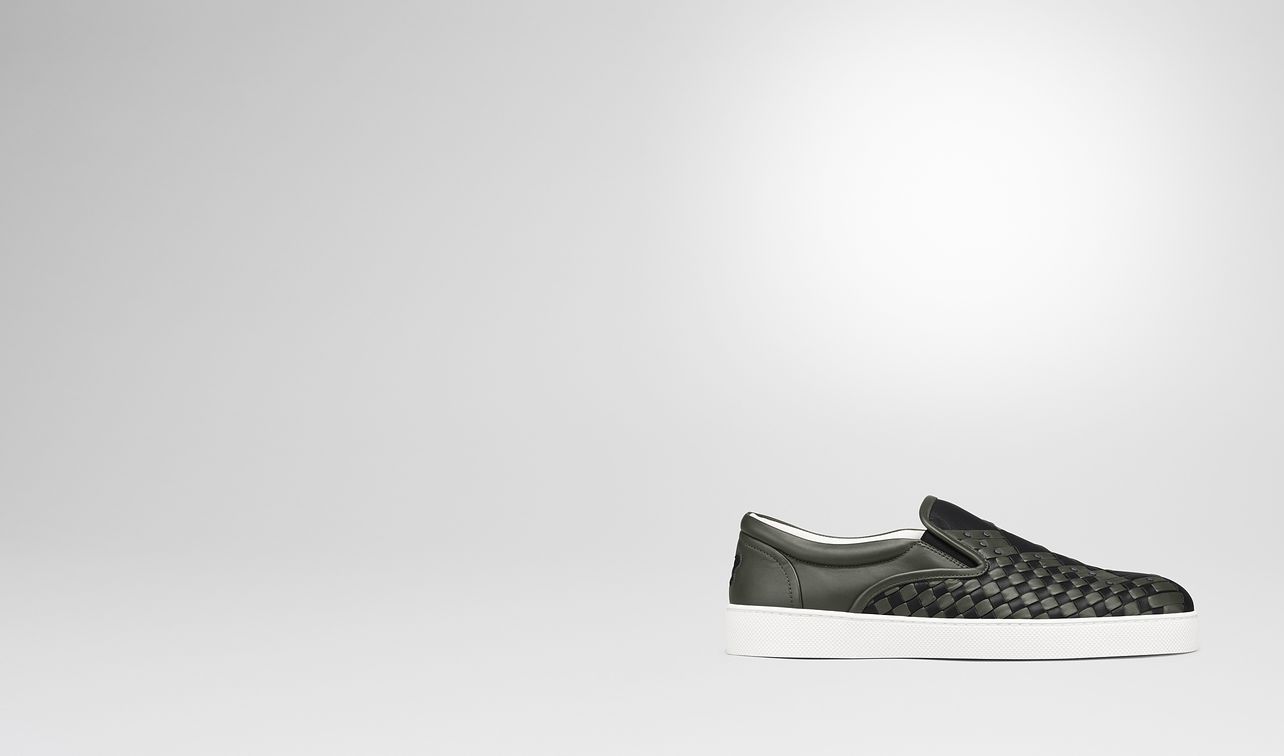 nero dark moss intrecciato nappa dodger sapa sneaker landing