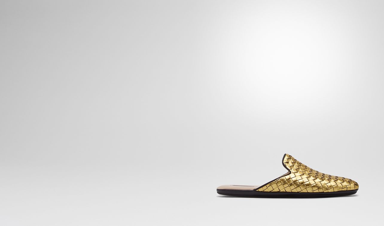 light gold intrecciato furrow metal fiandra slipper landing