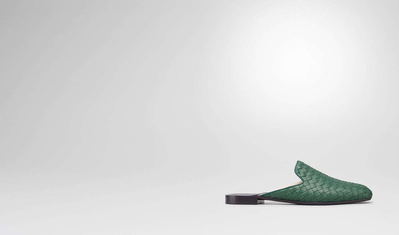 slipper fiandra in intrecciato nappa dark moss landing