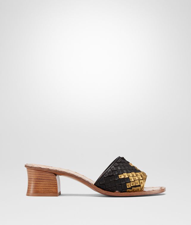 BOTTEGA VENETA SANDALES RAVELLO EN CUIR NAPPA NERO ORO ANTICO Sandales Femme fp