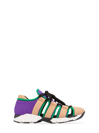 Marni Sneaker in beige, purple and green technical fabric Woman