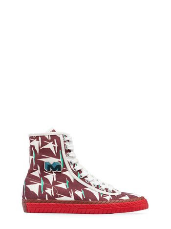 Marni High-top sneaker in red canvas with Sail print Woman