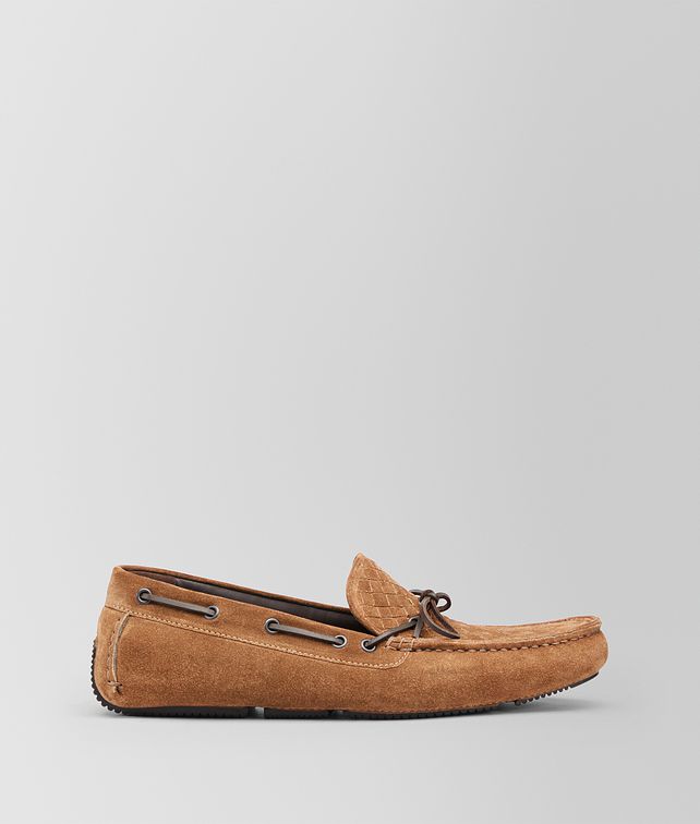 BOTTEGA VENETA CAMEL INTRECCIATO SUEDE WAVE DRIVER Slippers and Loafers Man fp