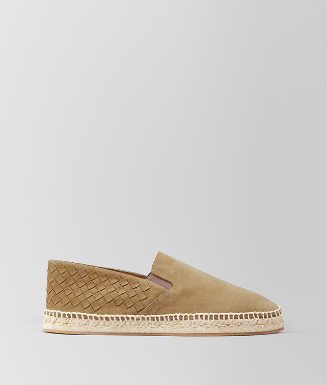 BOTTEGA VENETA 카멜 인트레치아토 스웨이드 갈라 에스파드리유 에스파드리유 남성 fp