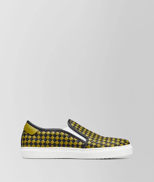BOTTEGA VENETA NERO/CHAMOMILE CALF BV CHECKER SLIP-ON Trainers Woman fp