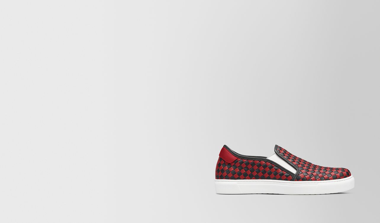 nero/china red calf bv checker slip-on landing