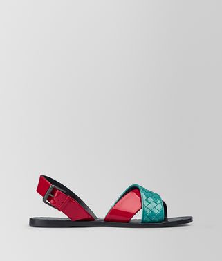AQUA/CHINA RED PATENT CALF RAVELLO SANDAL