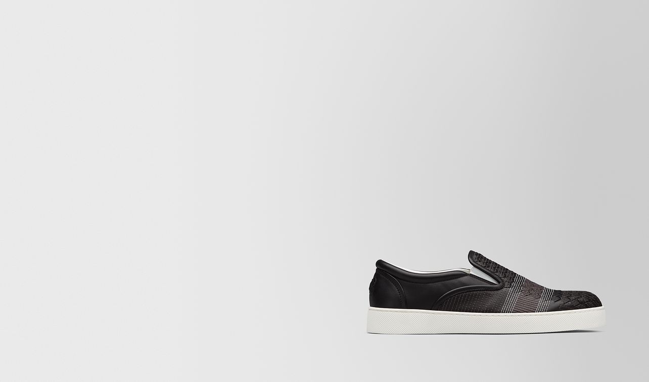nero intrecciato nappa stitching dodger sneaker landing