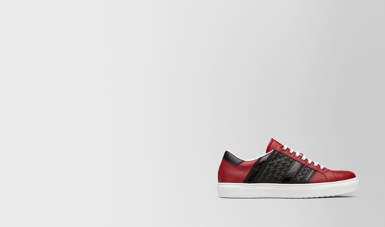 china red calf bv tech stripe sneaker landing