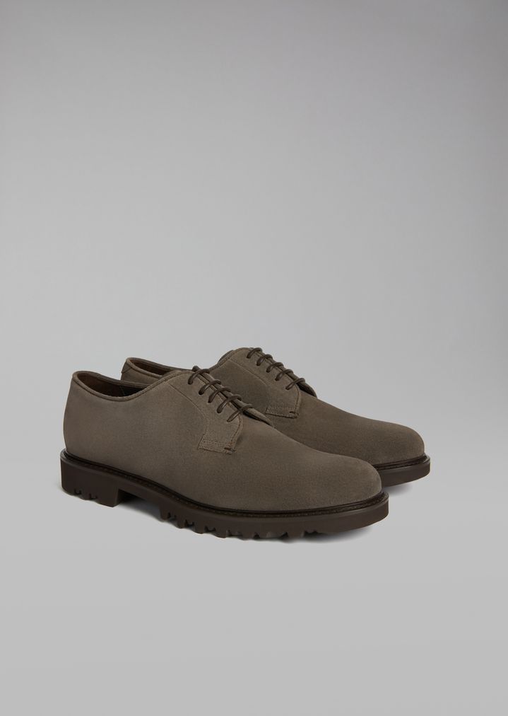 Zapatos derby de piel ante con suela dentada Zapatos derby de piel ante con suela dentada