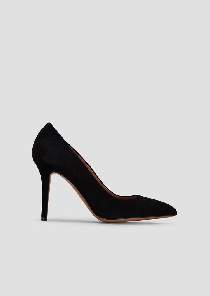 Suede court shoes with stiletto heel 