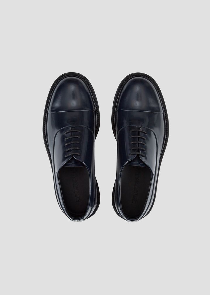 Derby Shoes In Brushed Leather Man Emporio Armani 3294