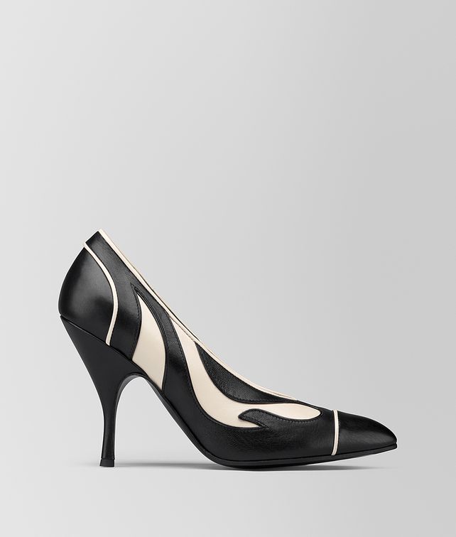 BOTTEGA VENETA DECOLLETE MOODEC FLAME IN CAPRETTO MIST/NERO Décolleté Donna fp