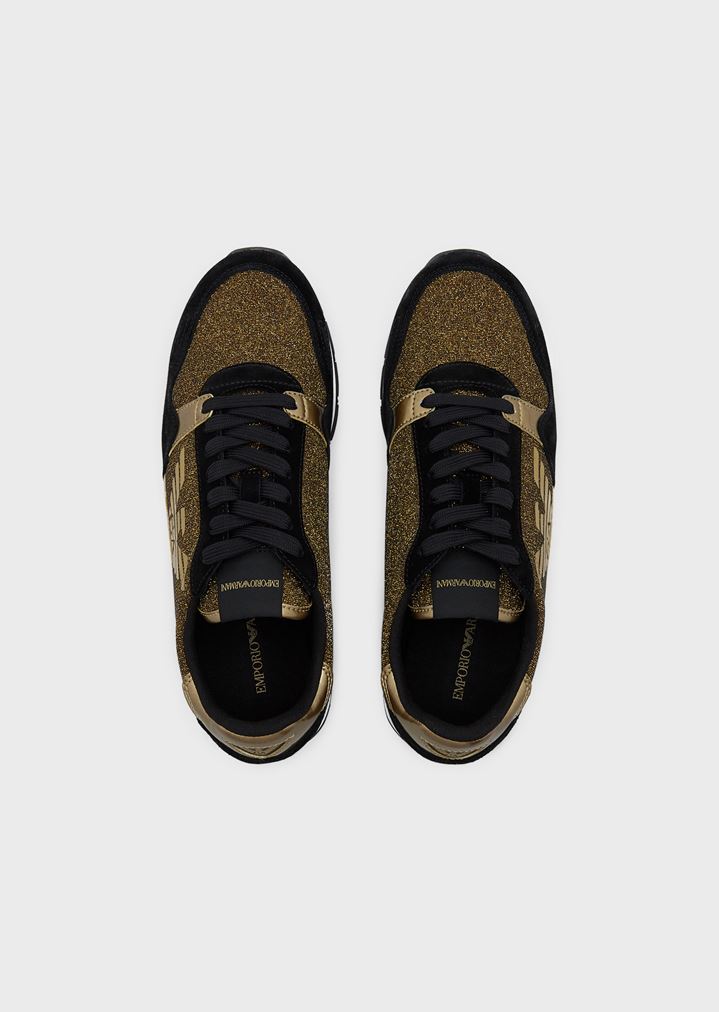 Suede sneakers with glitter details Suede sneakers with glitter details