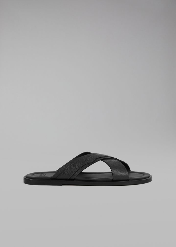 Sandalias de piel con tiras cruzadas Sandalias de piel con tiras cruzadas