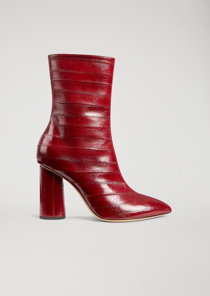 Ankle boot in eel skin with geometric heel Ankle boot in eel skin with geometric heel