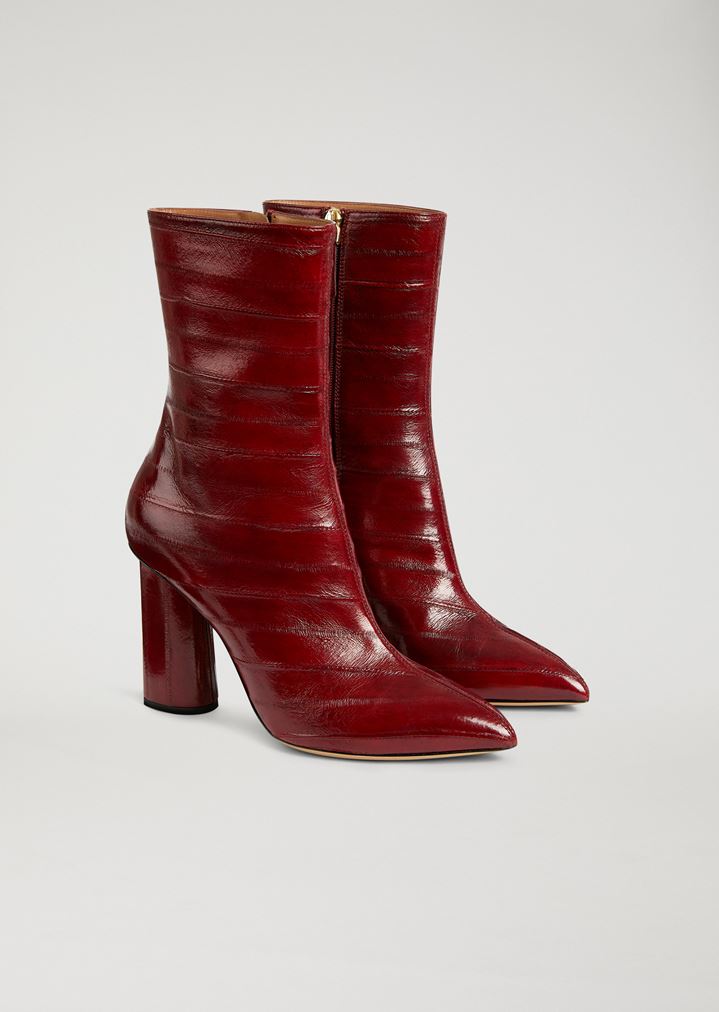 Ankle boot in eel skin with geometric heel Ankle boot in eel skin with geometric heel