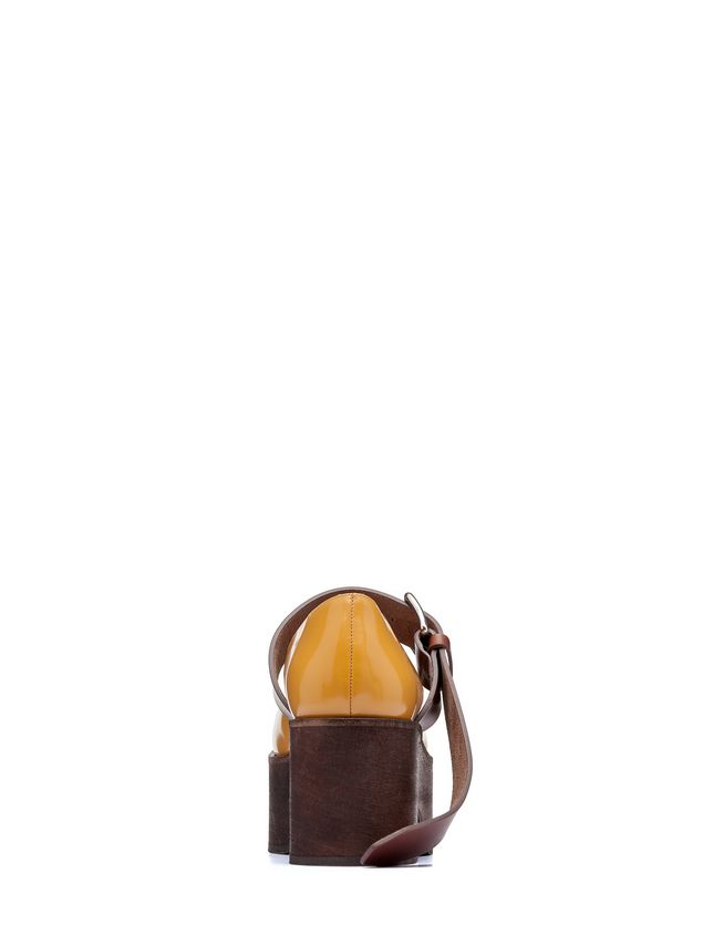 Mary Jane Shoe Marni Mary-Jane in brushed calfskin with wood-effect wedge Woman
