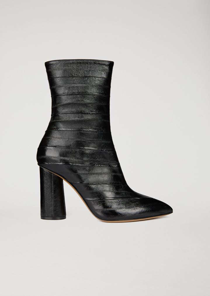 Ankle boot in eel skin with geometric heel Ankle boot in eel skin with geometric heel
