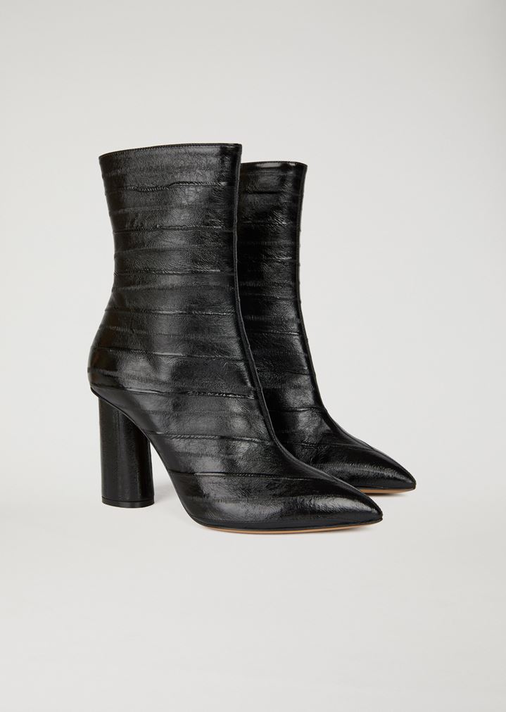 Ankle boot in eel skin with geometric heel Ankle boot in eel skin with geometric heel