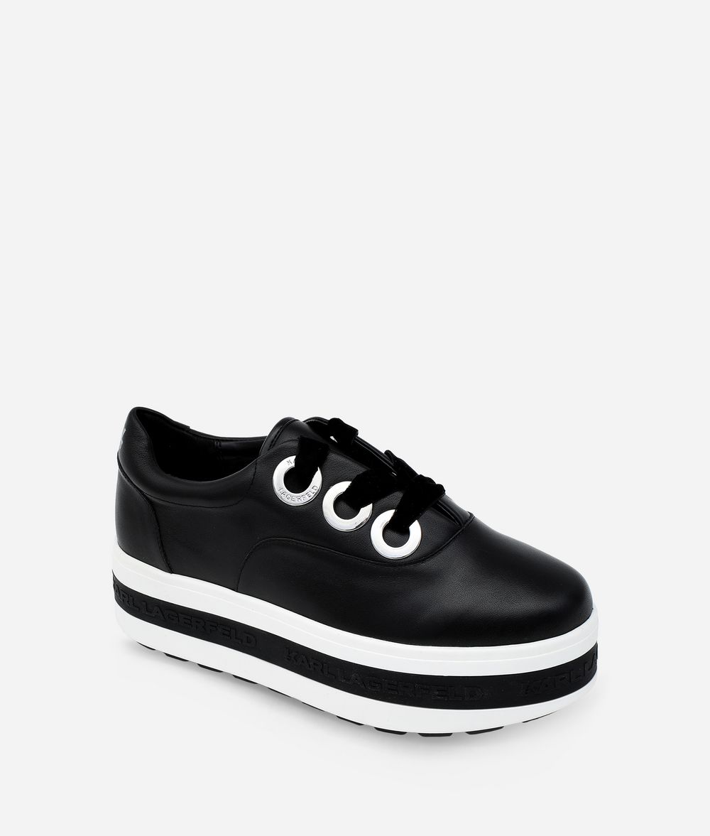 KARL LAGERFELD PLATEAU LEATHER SNEAKER Wedge Woman f