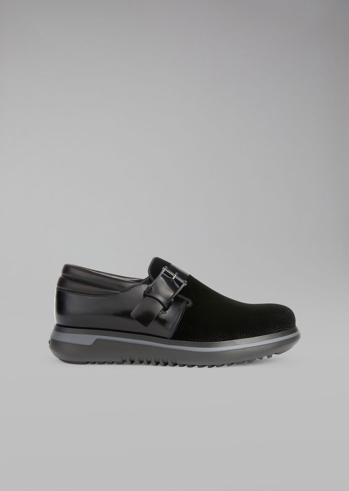 Monkstrap de piel cepillada y terciopelo de espiga Monkstrap de piel cepillada y terciopelo de espiga