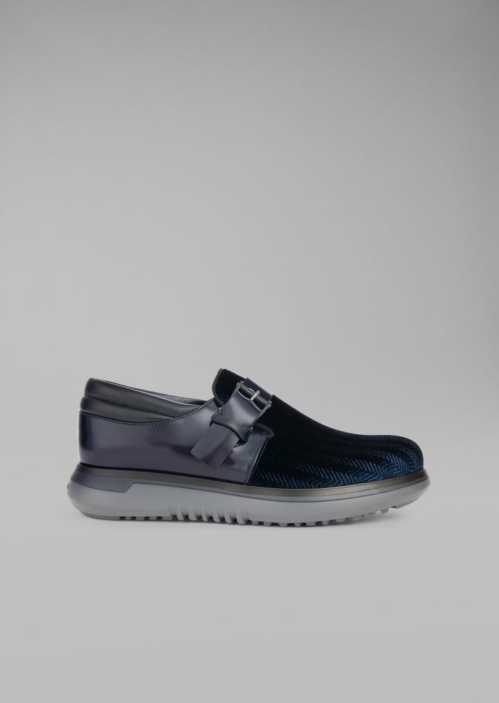 Monkstrap de piel cepillada y terciopelo de espiga Monkstrap de piel cepillada y terciopelo de espiga