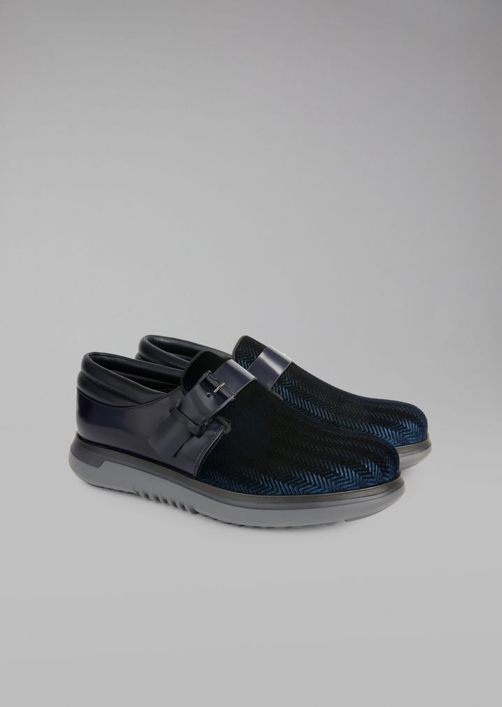 Monkstrap de piel cepillada y terciopelo de espiga Monkstrap de piel cepillada y terciopelo de espiga