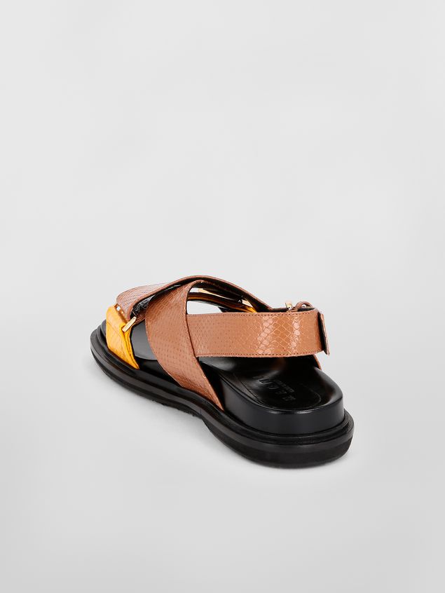 Fussbett Marni Fussbett in brown and yellow python-print calfskin Woman