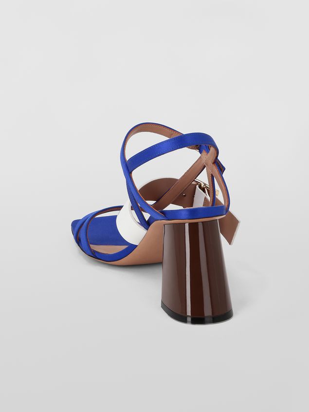 Sandals Marni Sandal in blue and white fray-stop double satin Woman