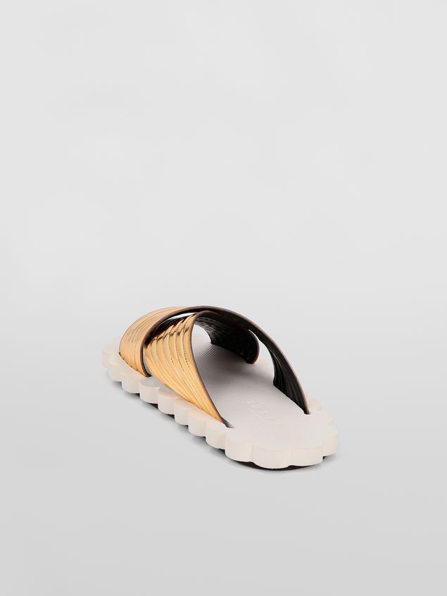 Moccasin Marni Criss-cross sandal in laminated calfskin Woman