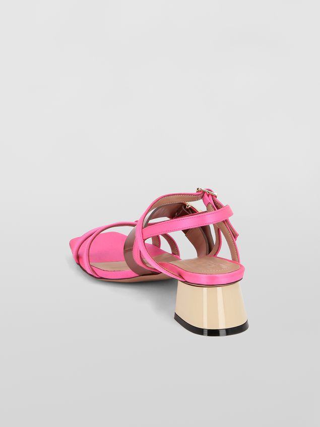 Sandals Marni Sandal in pink and brown fray-stop double satin Woman