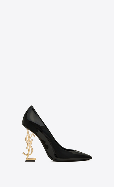 with gold-toned heel in patent leather 