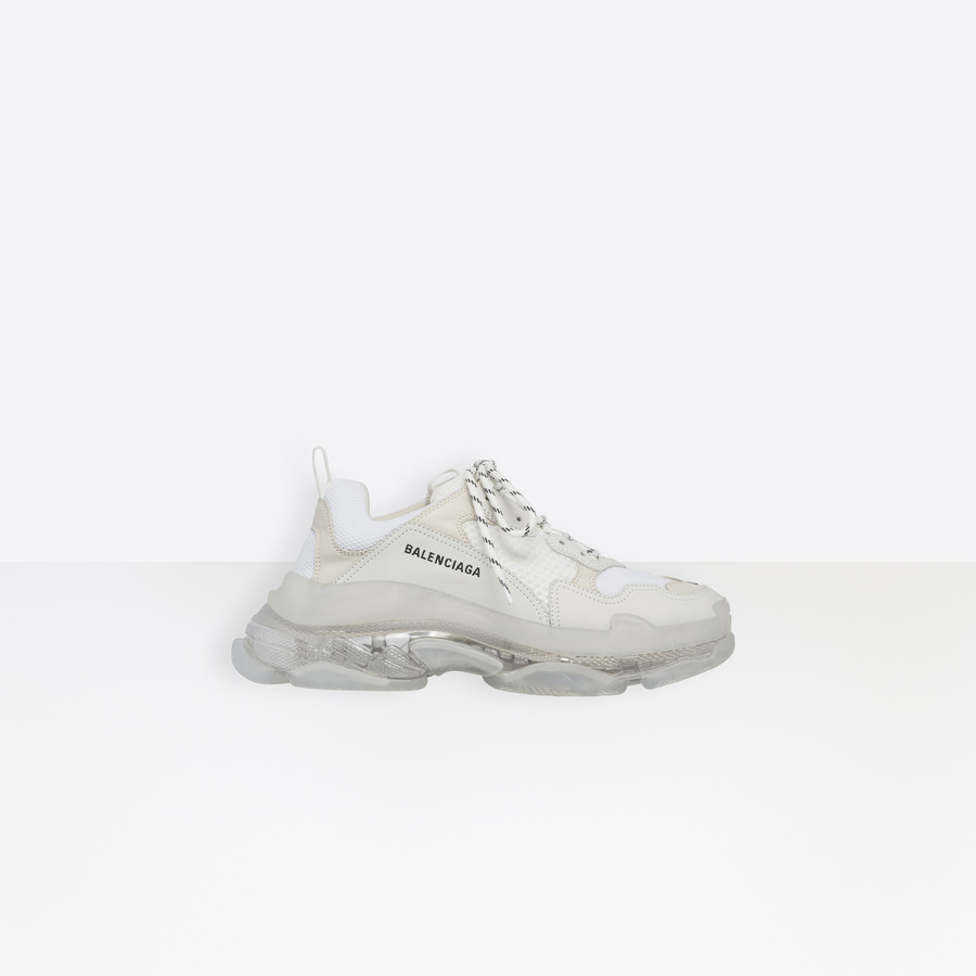 Balenciaga grey white and yellow Triple S sneakers Browns