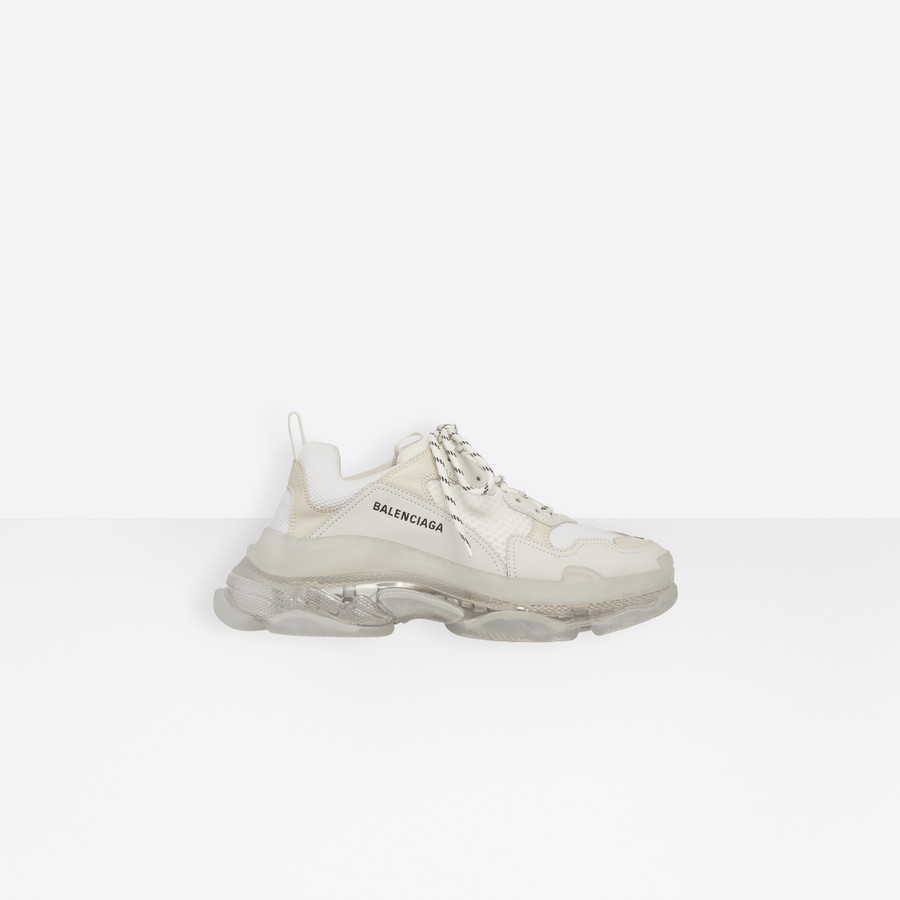 Balenciaga White Triple S Clear Sole Sneakers to buy online