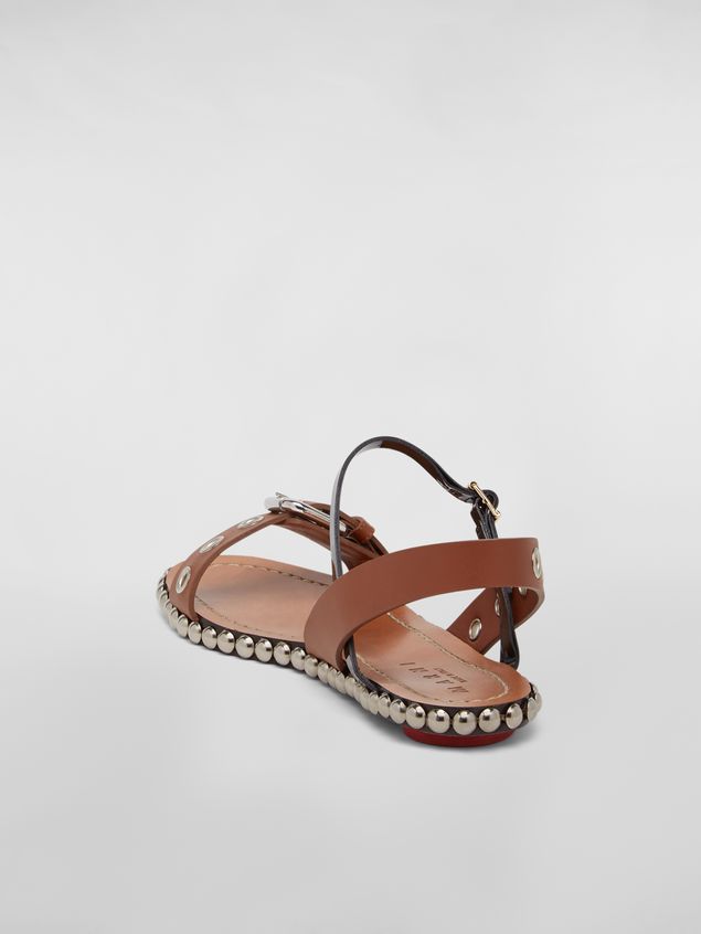 Moccasin Marni Buckled and studded sandal in smooth leather Woman