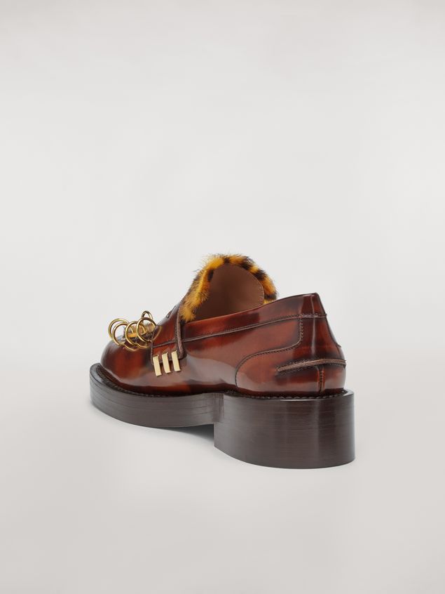 Moccasin Marni PIERCING moccasin in leopard print pony calfskin Woman