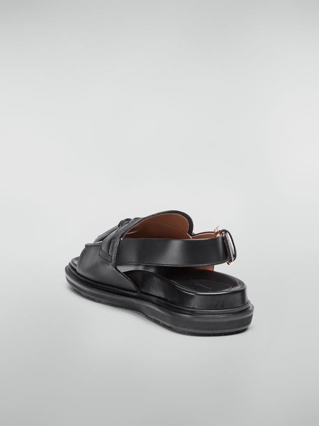 Fussbett Marni Open-toed moccasin fussbett in leather with pom-poms Woman
