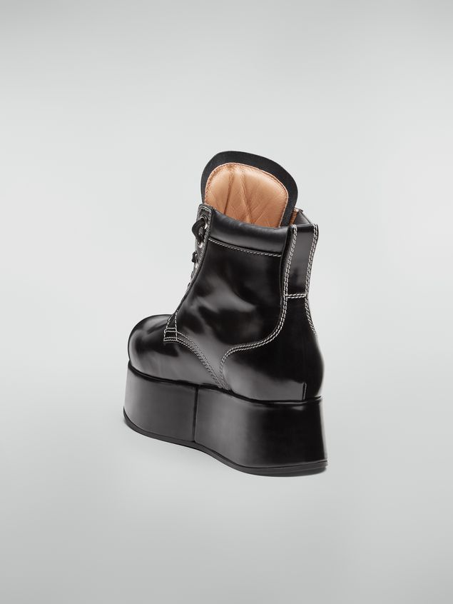 Ankle Boot Marni Lace-up bootie in polished leather Woman
