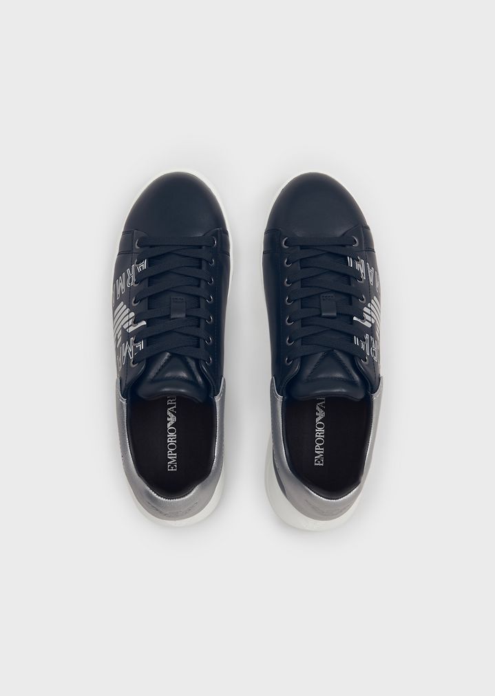 Leather sneakers with logo and metal detail Leather sneakers with logo and metal detail